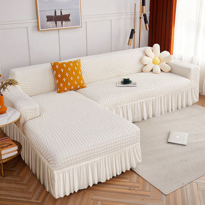 High Elastic L-shaped Sofa Cover with Skirt