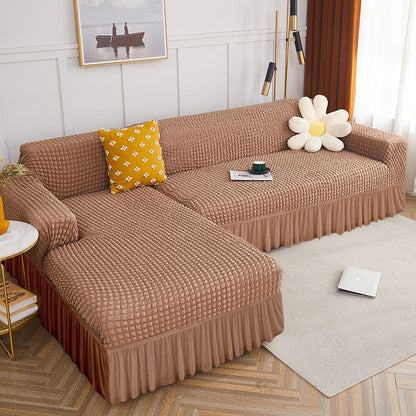 High Elastic L-shaped Sofa Cover with Skirt