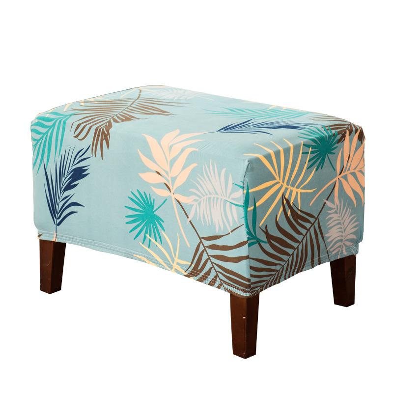 Pink Leaf Pattern Rectangular Ottoman Cover