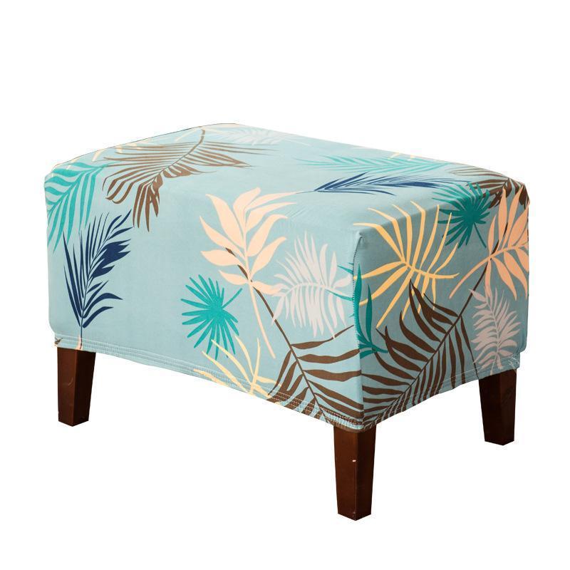 Yellow Leaf Pattern Rectangular Ottoman Cover