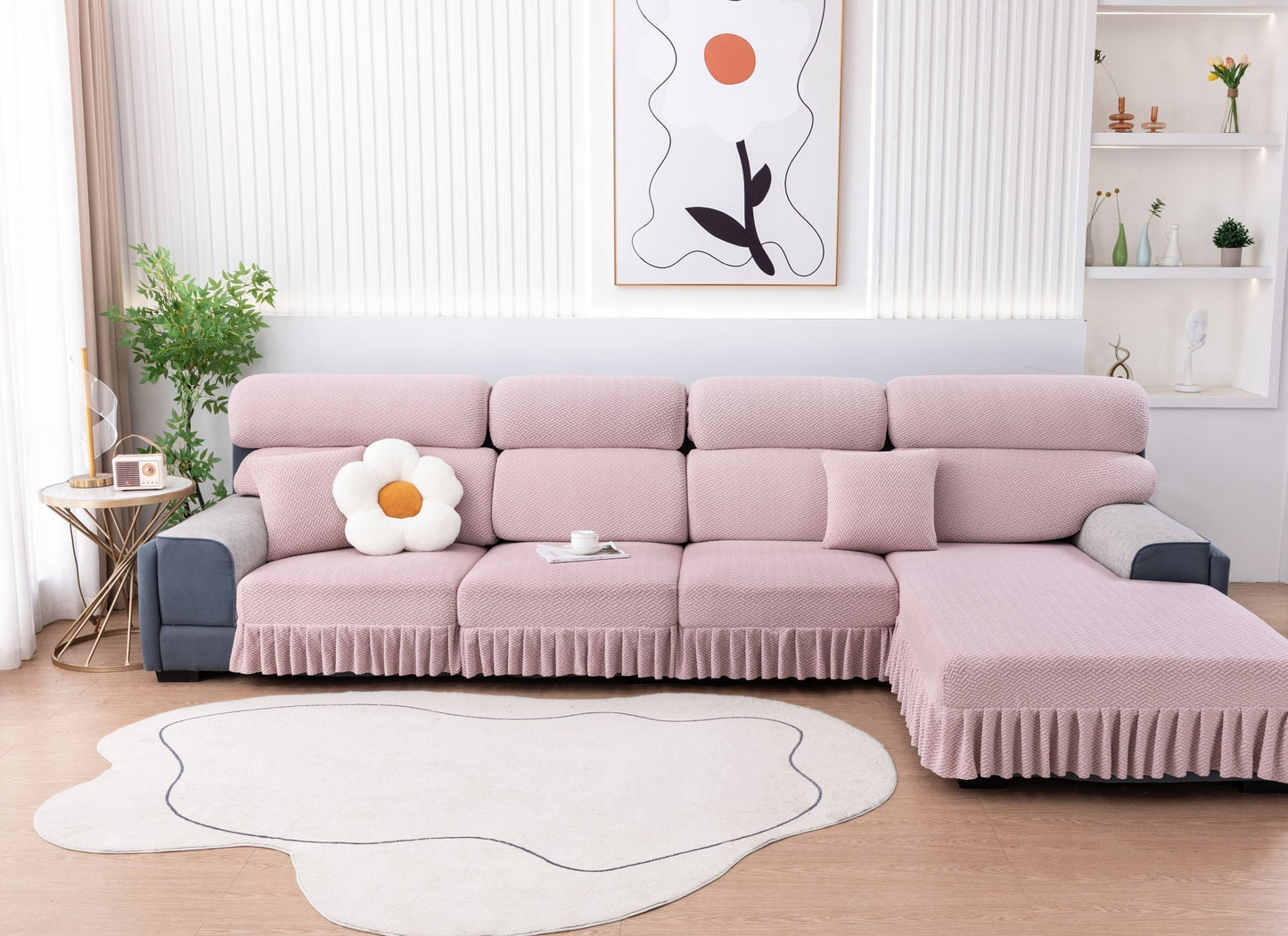 All-inclusive Universal L-shaped Sofa Covers With Skirt