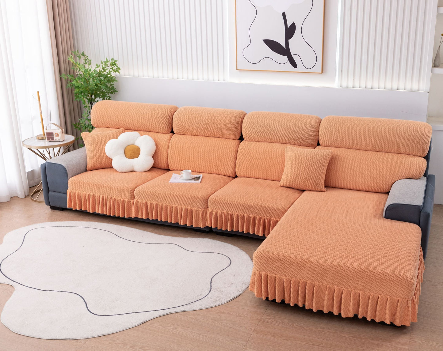 All-inclusive Universal L-shaped Sofa Covers With Skirt