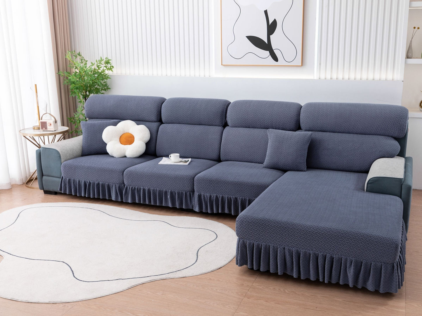 All-inclusive Universal L-shaped Sofa Covers With Skirt