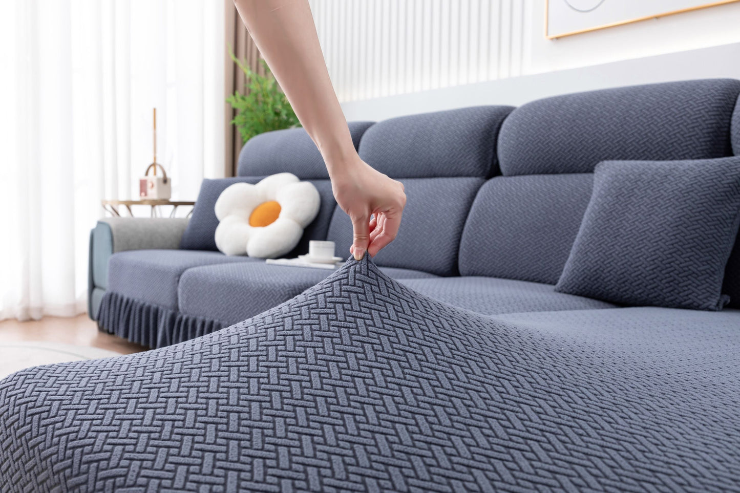 All-inclusive Universal L-shaped Sofa Covers With Skirt