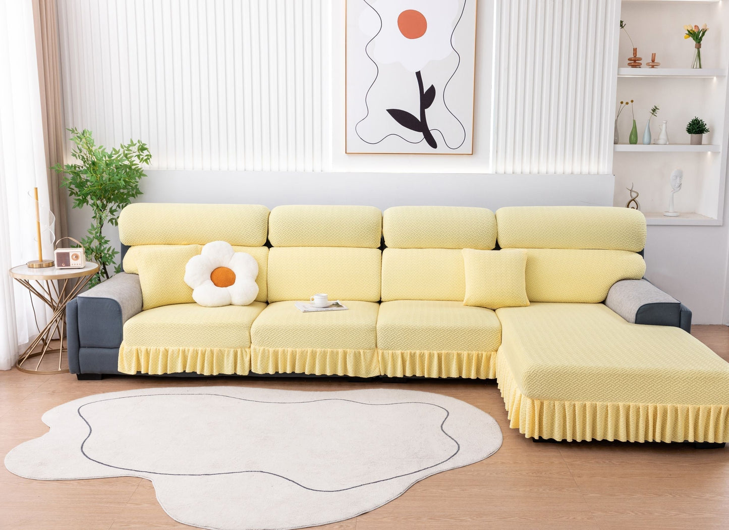 All-inclusive Universal L-shaped Sofa Covers With Skirt