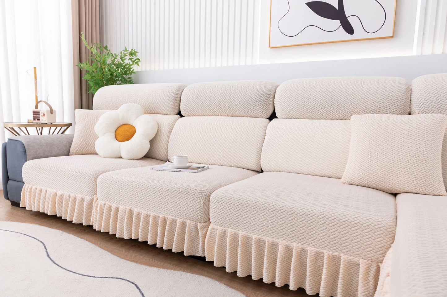 All-inclusive Universal L-shaped Sofa Covers With Skirt