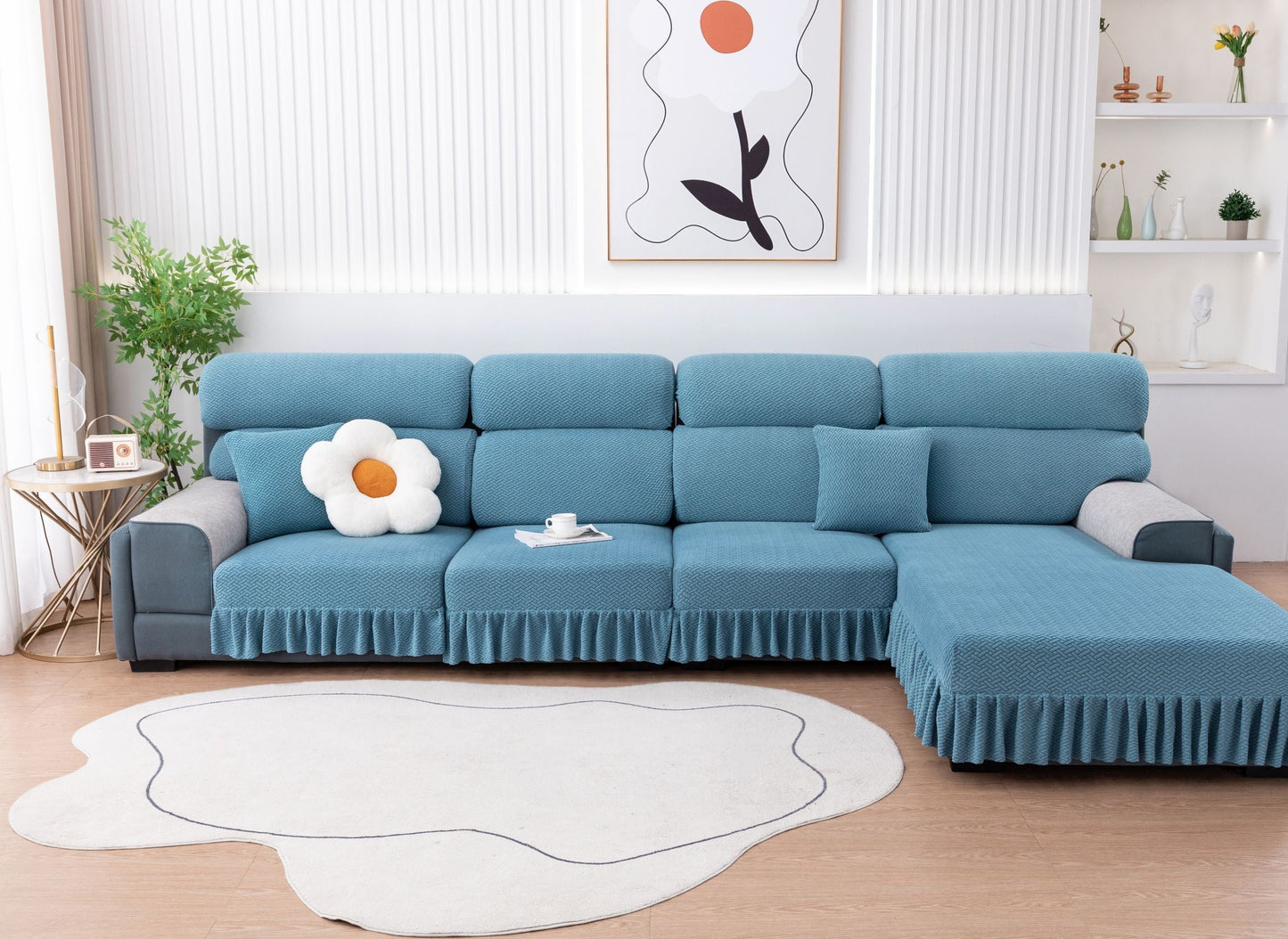 All-inclusive Universal L-shaped Sofa Covers With Skirt