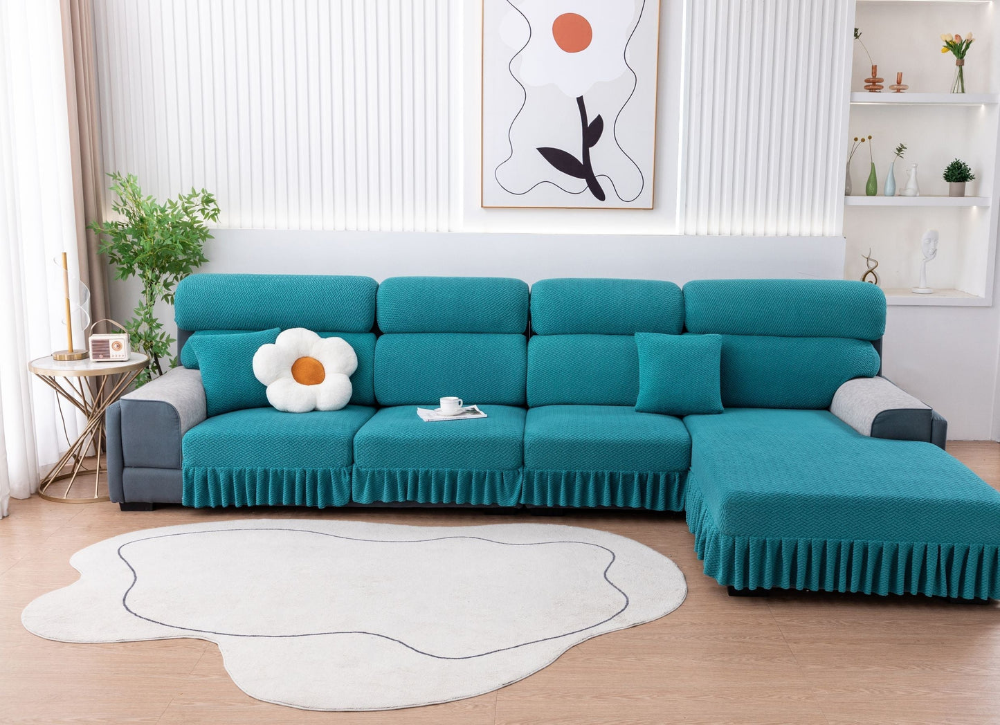 All-inclusive Universal L-shaped Sofa Covers With Skirt