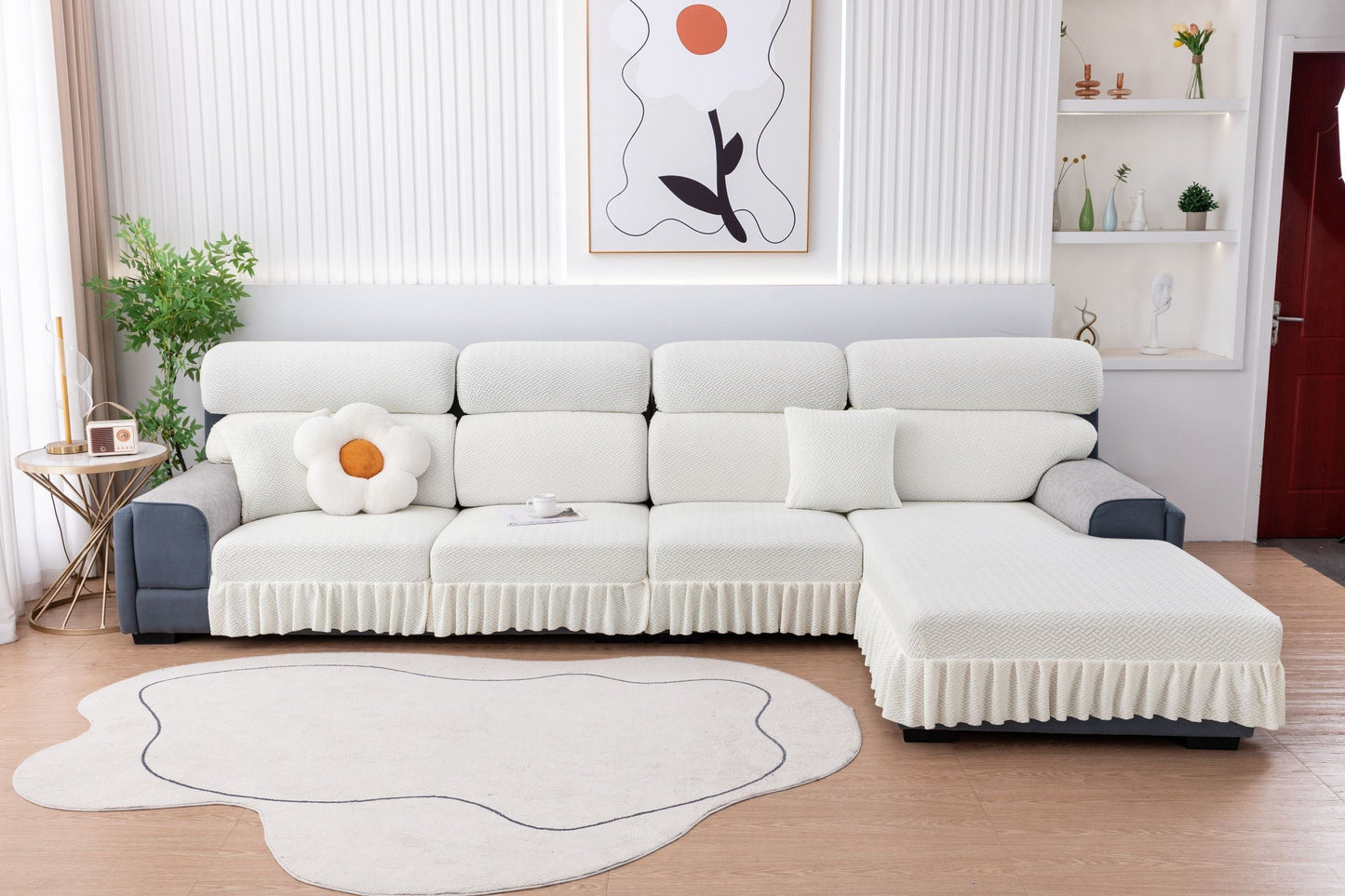 All-inclusive Universal L-shaped Sofa Covers With Skirt