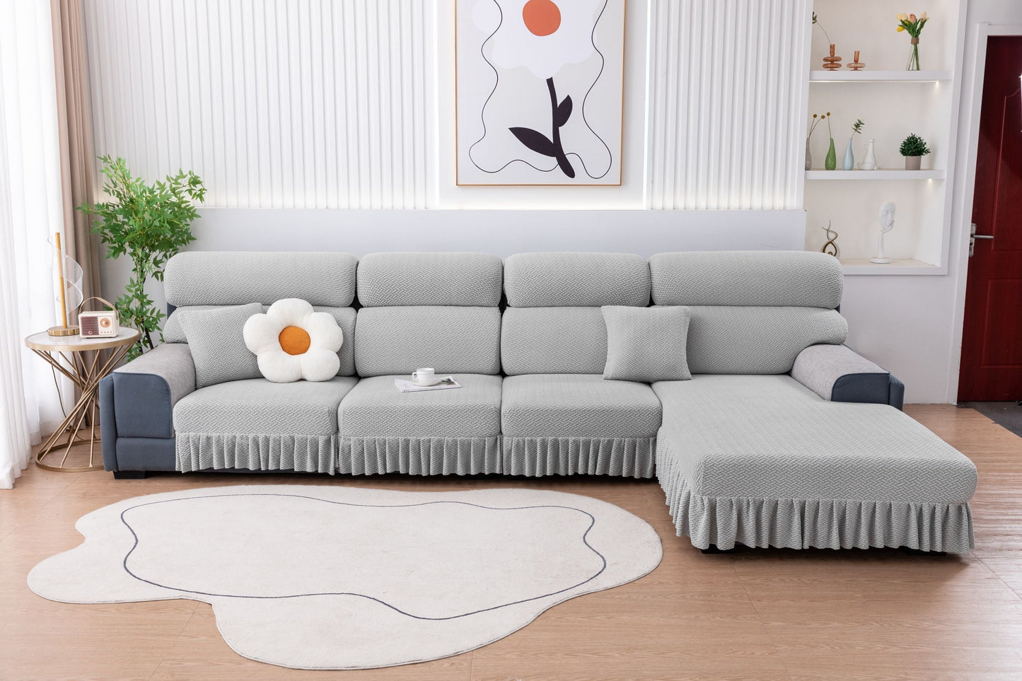 All-inclusive Universal L-shaped Sofa Covers With Skirt