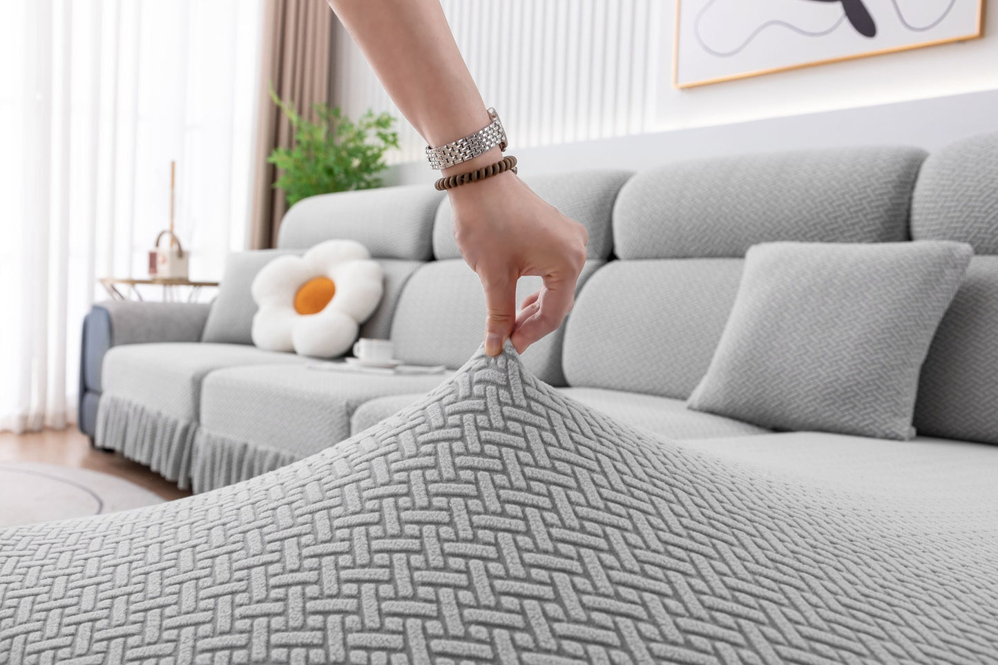 All-inclusive Universal L-shaped Sofa Covers With Skirt