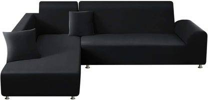 Black L-Shaped Sofa Covers (3 Seater + 3 Seater )