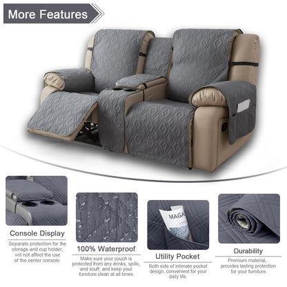 100% Waterproof Loveseat Recliner Cover with Console