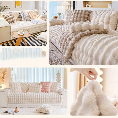 Rabbit Plush Sofa Slipcover Sectional Couch Covers