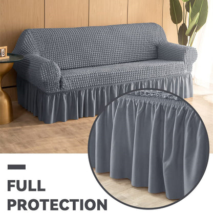 High Elastic L-shaped Sofa Cover with Skirt