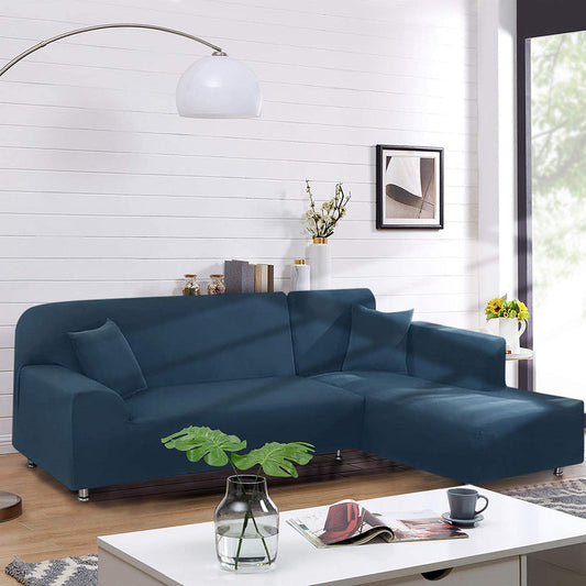 Jacquard Solid Color L-Shaped Sofa Cover (3 Seater+3 Seater)