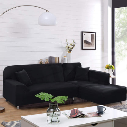 Black L-Shaped Sofa Covers (3 Seater + 3 Seater )