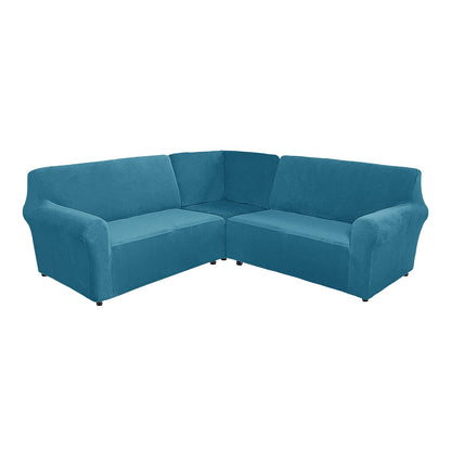 Soft Velvet L-Shaped Sofa Cover 3 Pieces