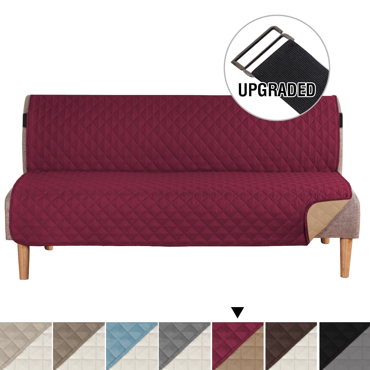 Reversible Futon Armless Sofa Slipcover Water Resistant