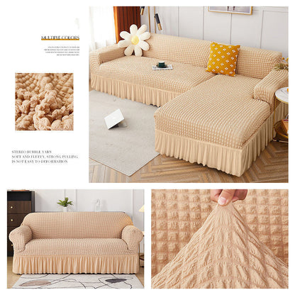 High Elastic L-shaped Sofa Cover with Skirt