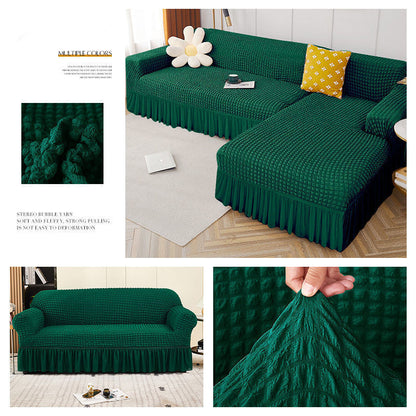 High Elastic L-shaped Sofa Cover with Skirt