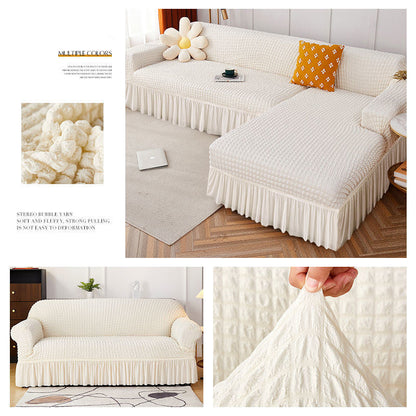 High Elastic L-shaped Sofa Cover with Skirt