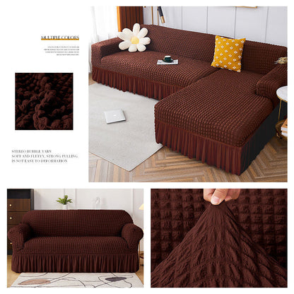 High Elastic L-shaped Sofa Cover with Skirt