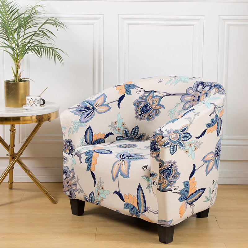 Modern Floral Tub Chair Slipcover