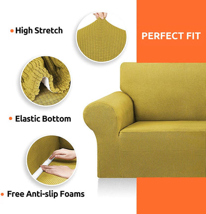 Jacquard Non Slip Soft Solid Color Armchair Cover